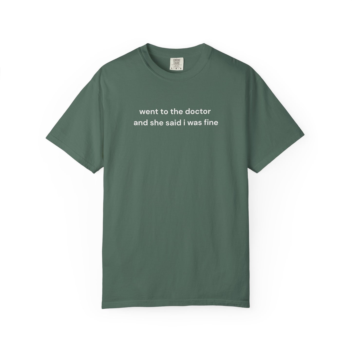 T-Shirt — "Went to the Doctor and She Said I Was Fine / But Every Book I Read Makes Me Cry" — Soft Pink Literary Tee