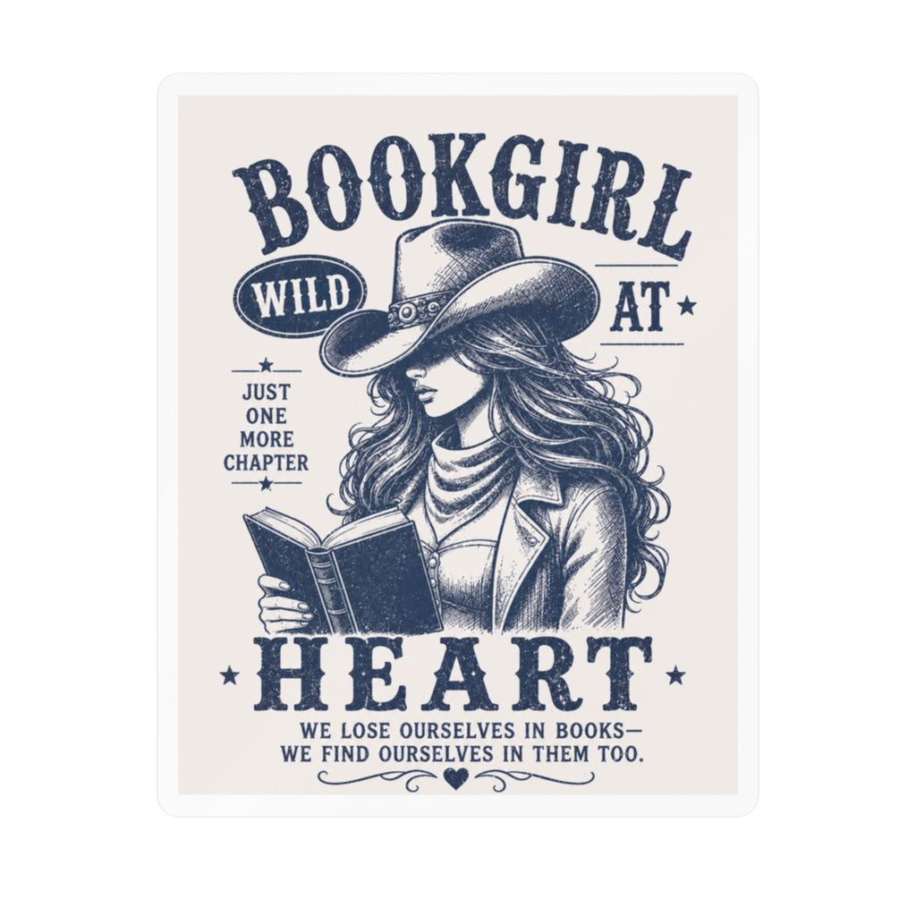 Bookgirl at Heart Kiss-Cut Vinyl Sticker — Western Cowgirl Reader Design