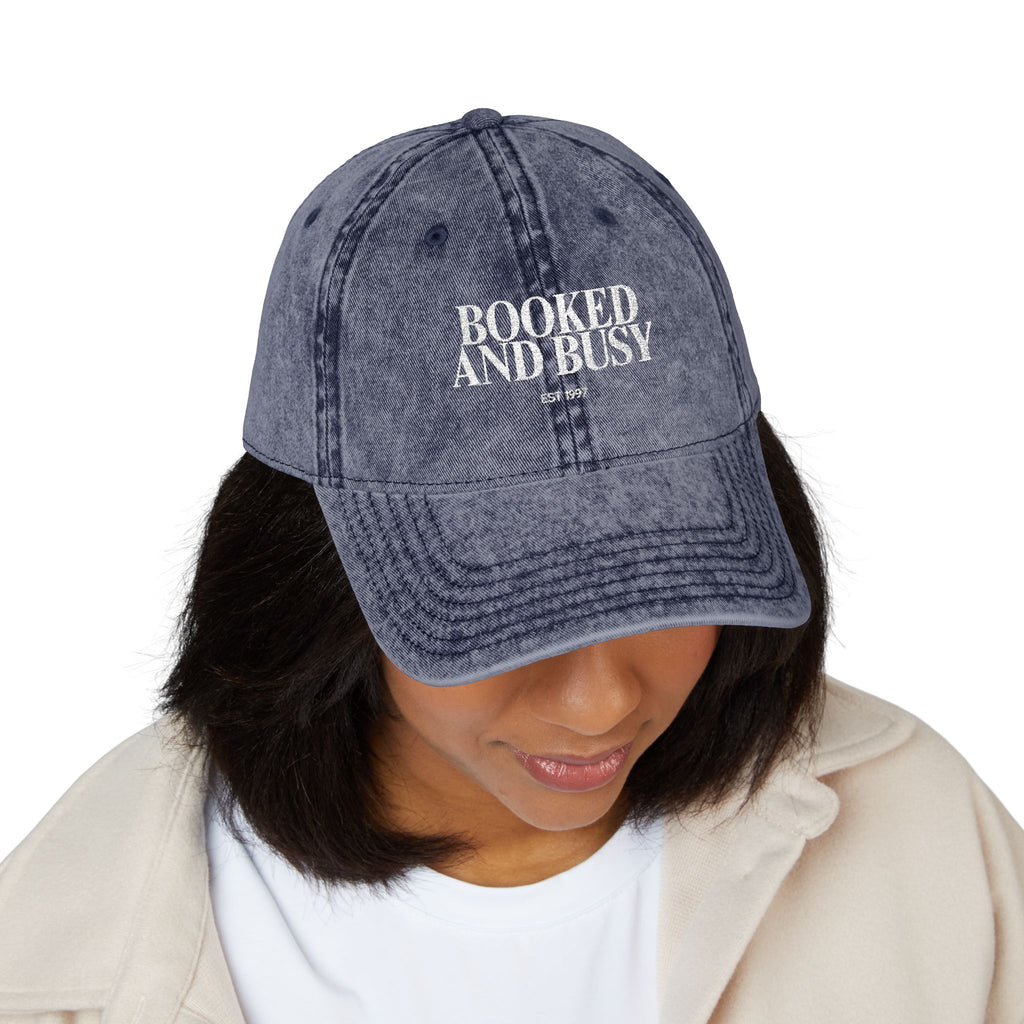 Booked and Busy Vintage Embroidered Cap
