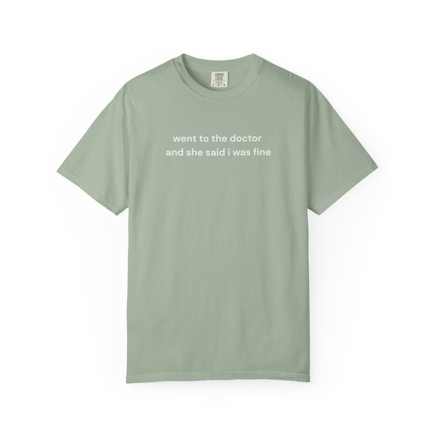 T-Shirt — "Went to the Doctor and She Said I Was Fine / But Every Book I Read Makes Me Cry" — Soft Pink Literary Tee