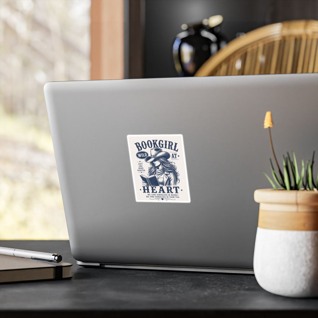 Bookgirl at Heart Kiss-Cut Vinyl Sticker — Western Cowgirl Reader Design