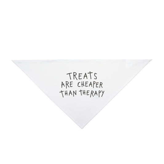 Pet Bandana — "Treats Are Cheaper Than Therapy" Dog Bandana, Funny Puppy Accessory