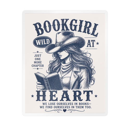 Bookgirl at Heart Kiss-Cut Vinyl Sticker — Western Cowgirl Reader Design